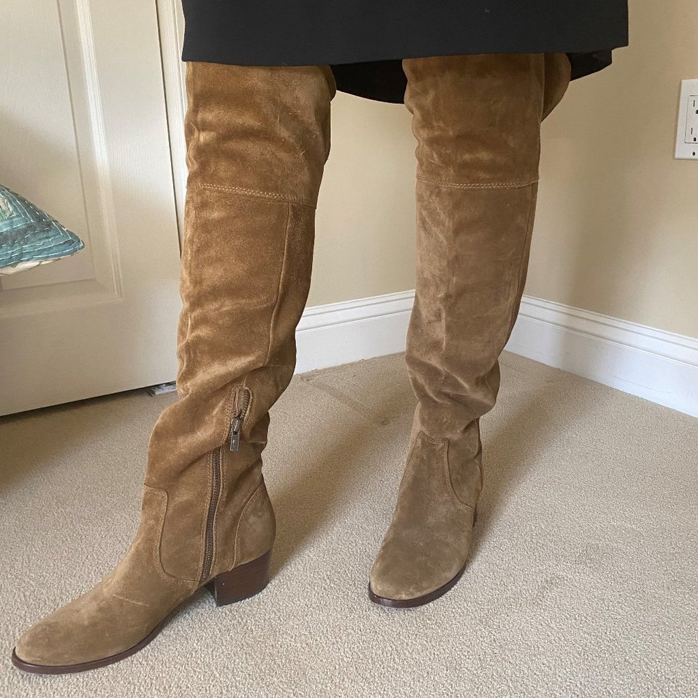 Frye over the knee caramel color suede boots sz 8 M